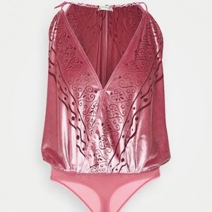 Free People Intimately Body Talk Bodysuit in Red Velvet Size Med NWT